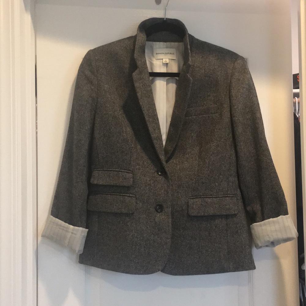 Banana Republic Gray Tweed Blazer